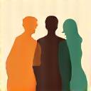 Icon representing community support with diverse artists collaborating