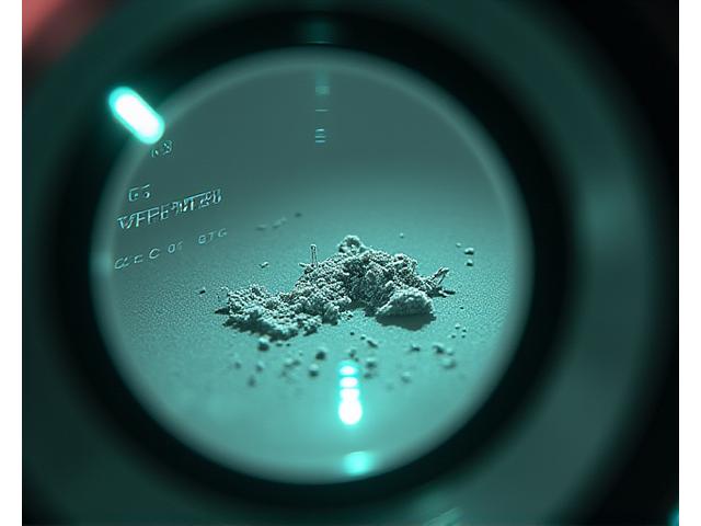Close-up of a sample inside a scanning electron microscope