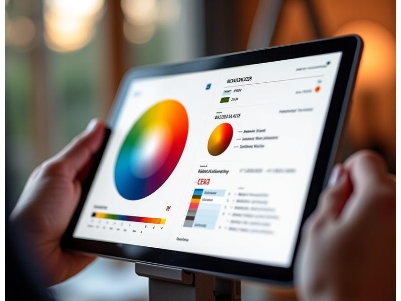 An interactive digital color wheel with mixing predictions and color harmony examples.