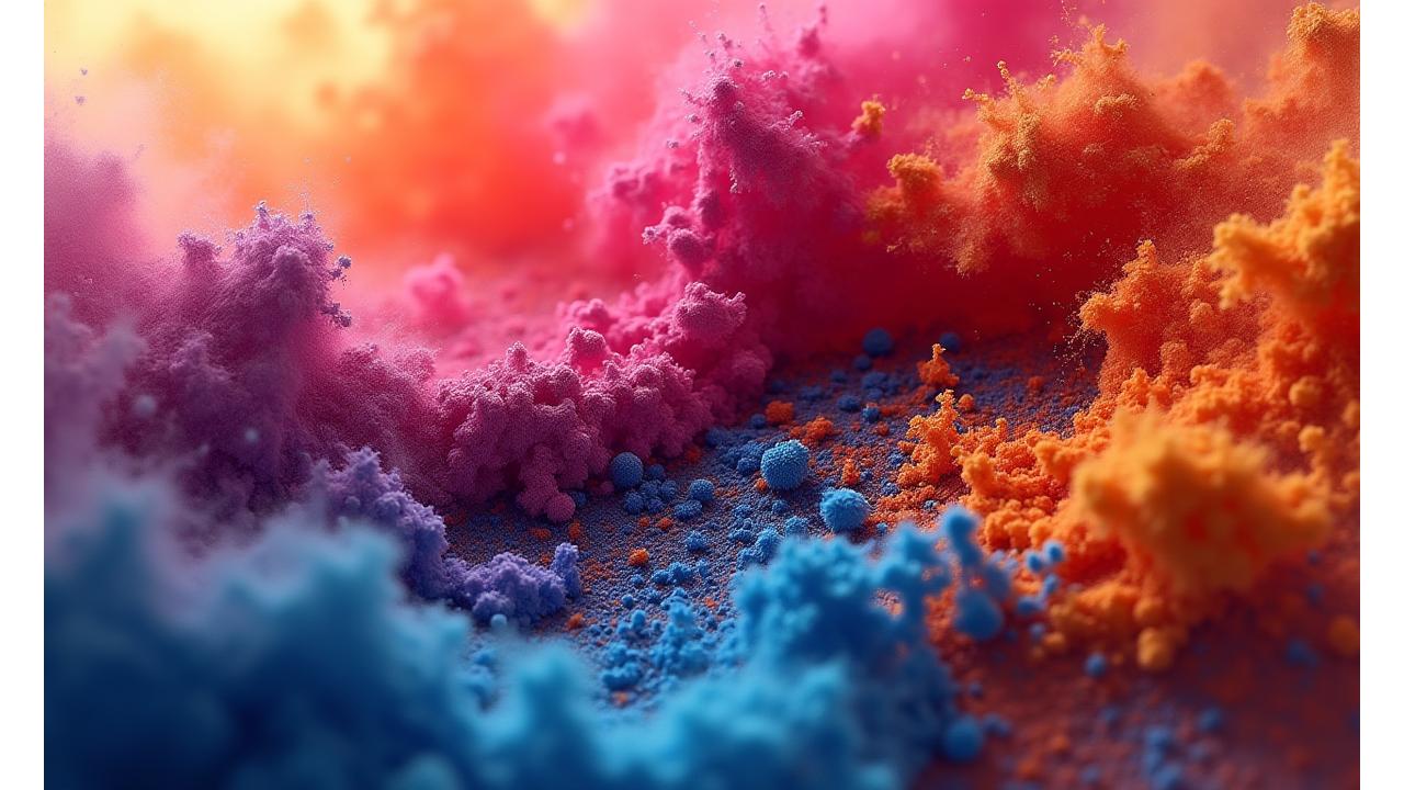 Dramatic showcase of unique custom colors in various forms, vibrant and eye-catching hues
